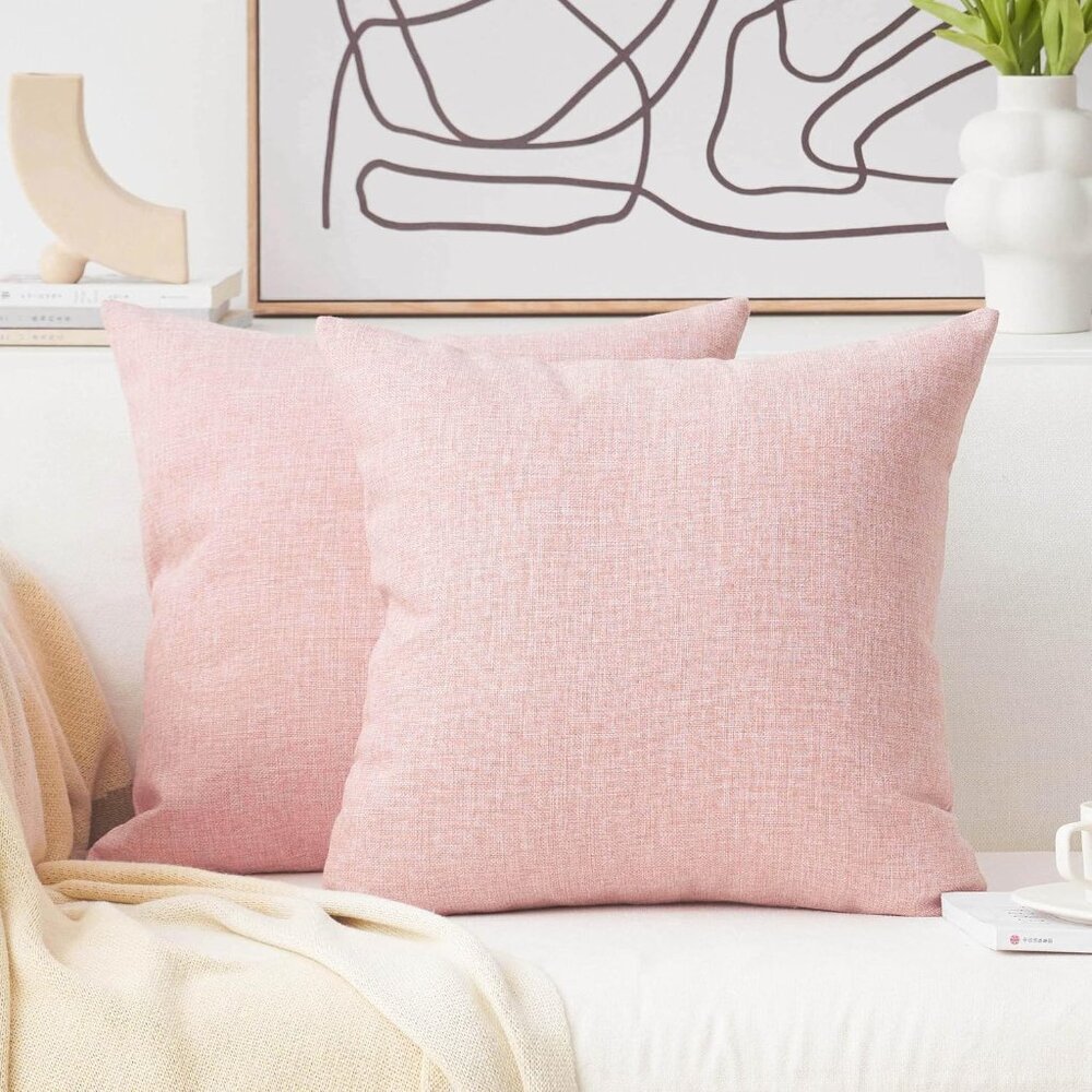 Home Brilliant Pillow Covers Decorative Pink Throw Pillow Covers Linen Throw Pil